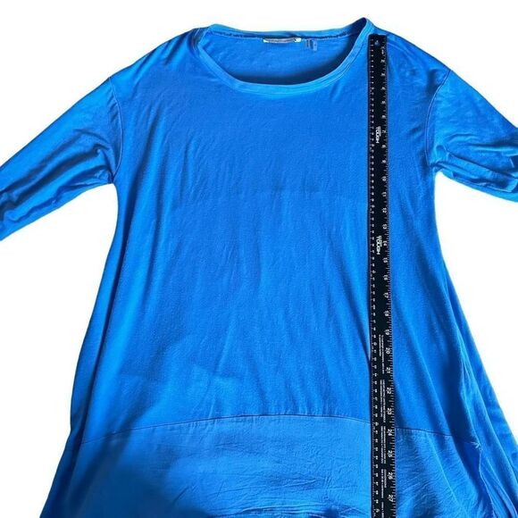 Soft Surroundings- Women's Blue Tunic Tshirt Blouse with Ruffle Hem, Size Medium - Picture 5 of 8